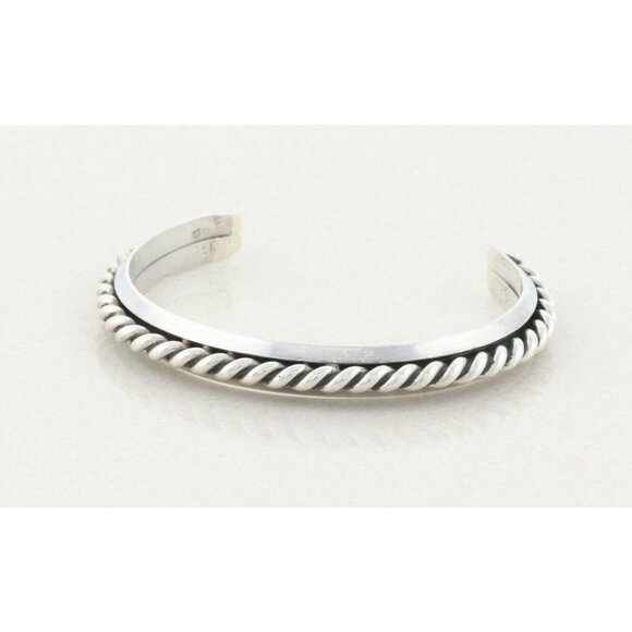 Sterling Silver Cuff Bracelet Rope Design 6 1/2 inch - Picture 5 of 7
